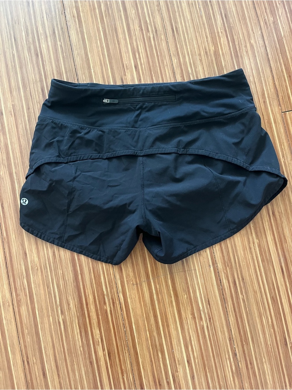 lululemon athletica Black Athletic Run Shorts with Hidden Pocket